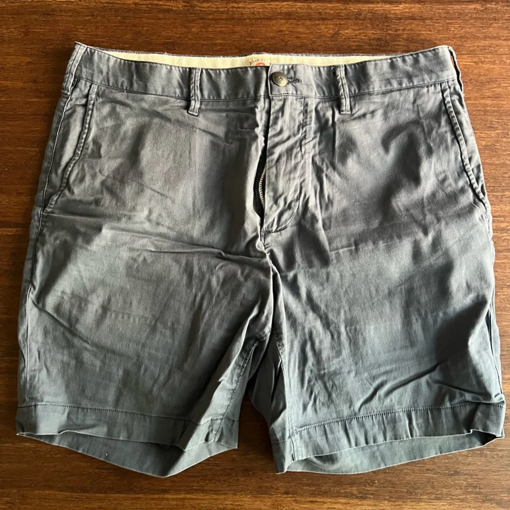 Faherty Slate Gray Flat Front Shorts
